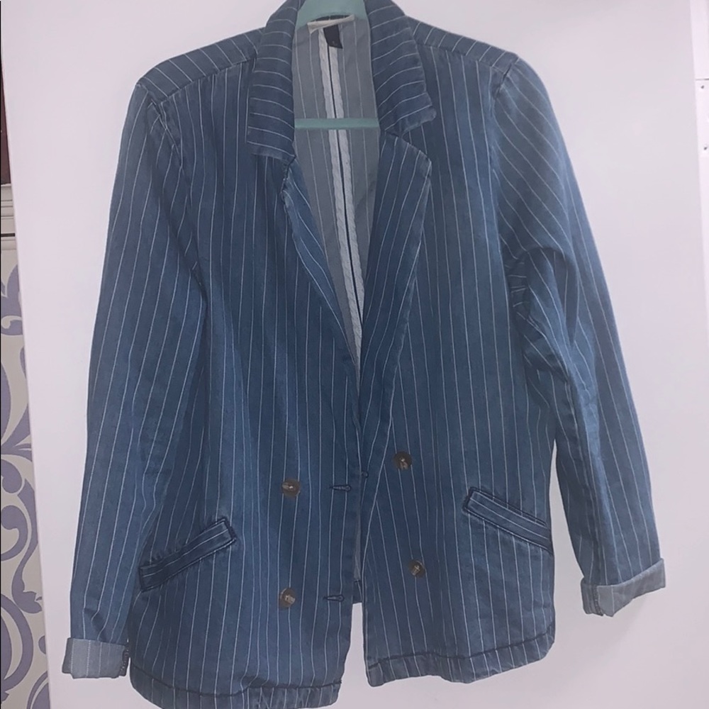 Jean blazer with pinstripes